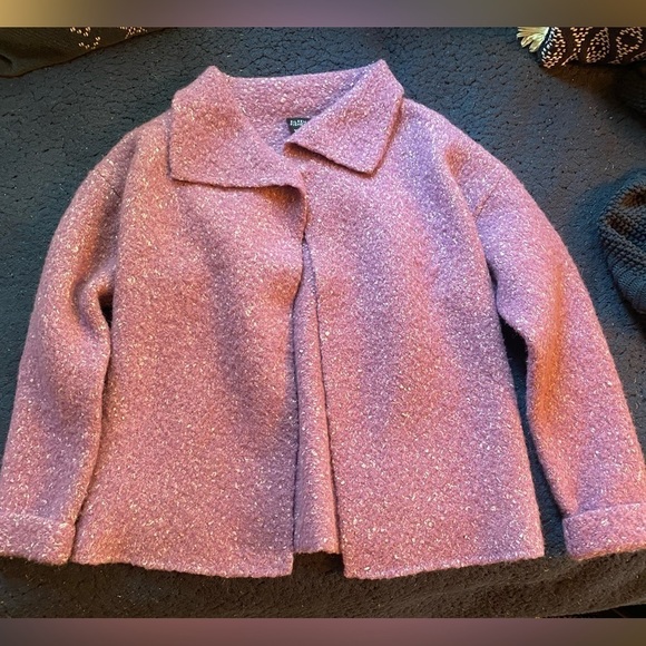 Eileen Fisher Lavender Lilac Chunky Knit Cardigan/Jacket Alpaca Blend Size XS - Picture 4 of 6